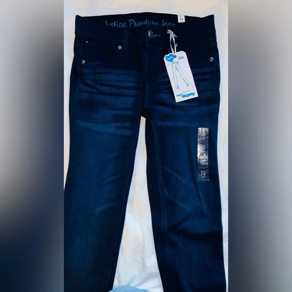 NWT Teens Jeans/Pants👖Sz-14R 2 Piece Bundle- Justice Premium Dark Blue- Unisex